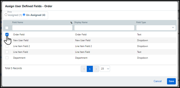 User Defined Fields
