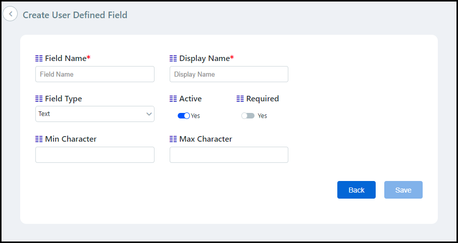 User Defined Fields
